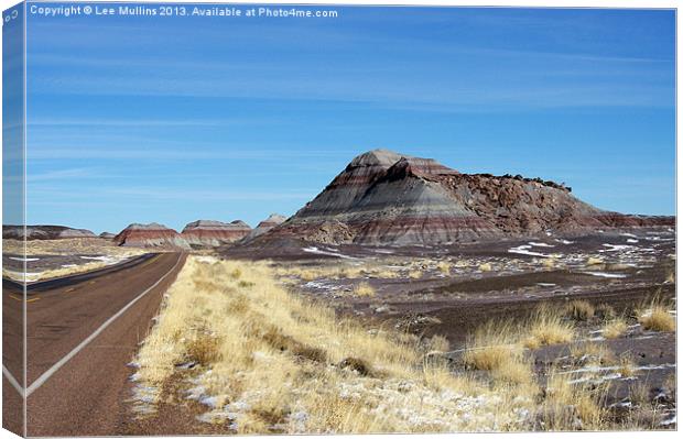 Road through the Painted Desert Canvas Print by Lee Mullins