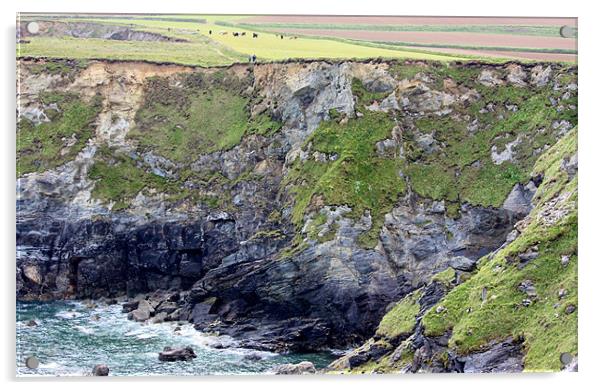 Lands End Cornish Coastline Acrylic by Marilyn PARKER