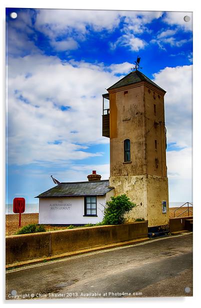 South Lookout Tower Aldeburgh Beach Acrylic by Chris Thaxter