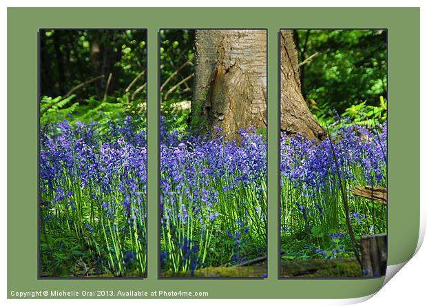 Bluebell Triptych 2 Print by Michelle Orai