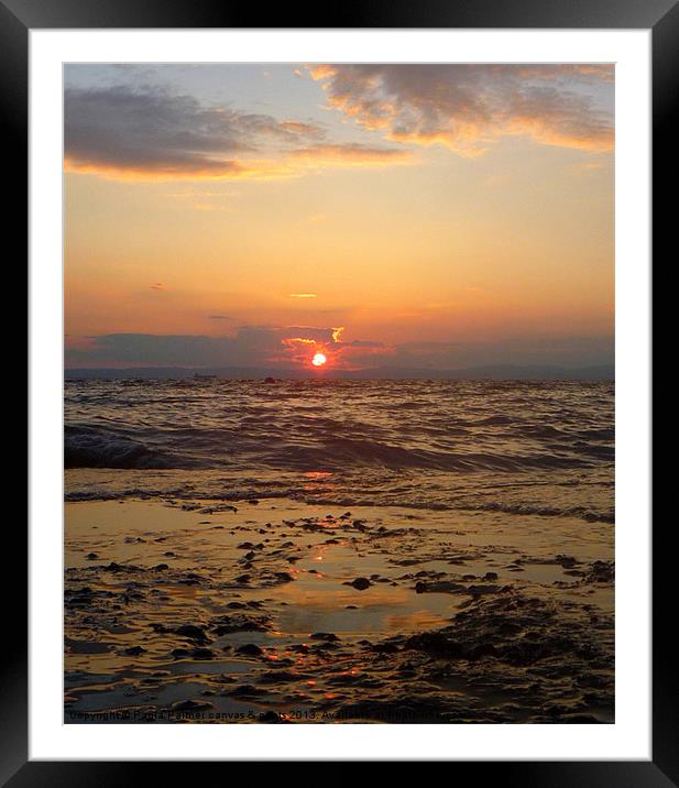 Clevedon sunset over Bristol Channel Framed Mounted Print by Paula Palmer canvas