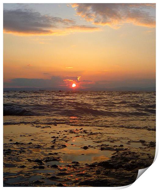 Clevedon sunset over Bristol Channel Print by Paula Palmer canvas