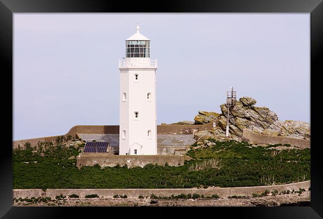 Godrevy Lighthouse close view Framed Print by Marilyn PARKER
