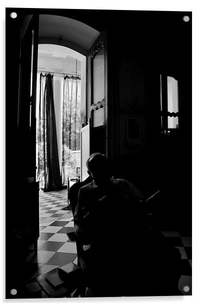 Shadow of a senior man in a old Doorway Acrylic by Arfabita  