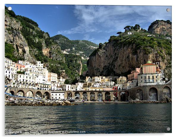 Amalfi seafront, Italy Acrylic by Lucy Antony