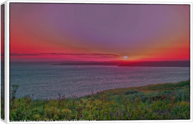 Cornish Sunset Canvas Print by Steve Cowe
