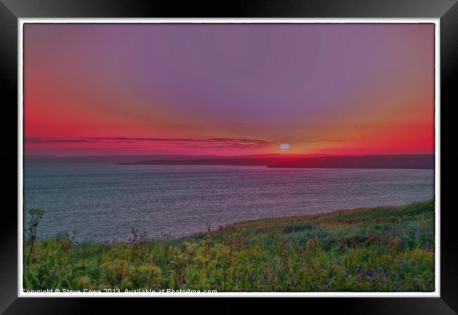Cornish Sunset Framed Print by Steve Cowe
