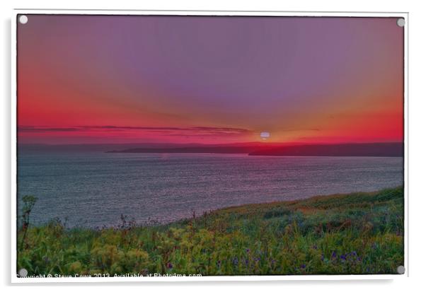 Cornish Sunset Acrylic by Steve Cowe