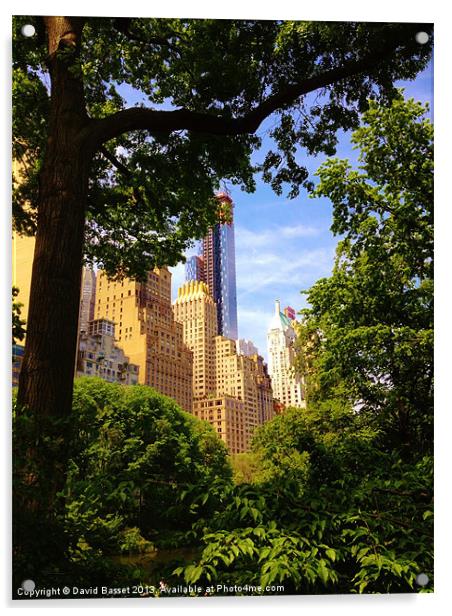 New York through central park Acrylic by David Basset