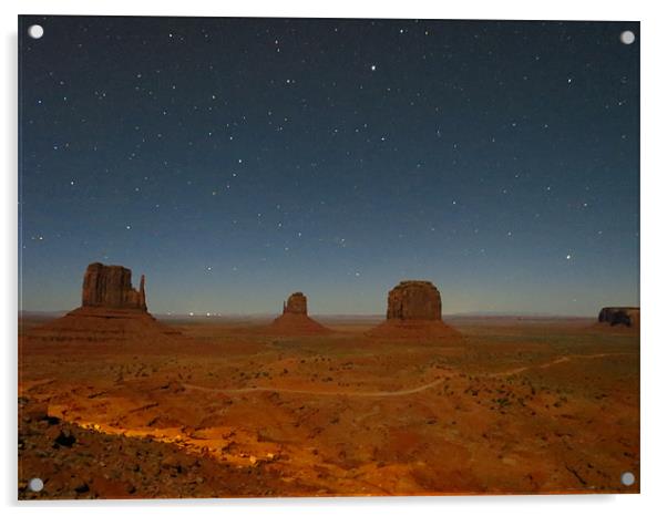 Monument Valley by night Acrylic by Lois Eley