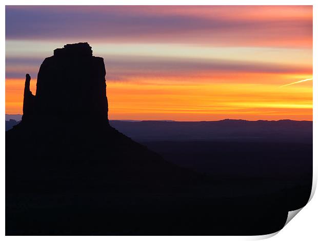 Sunrise at Monument Valley Print by Lois Eley