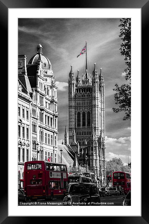 Red London Buses and Westminster Cathedral Framed Mounted Print by Fiona Messenger