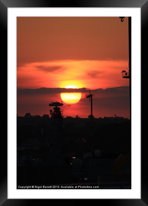 Sunset over Warship Framed Mounted Print by Nigel Barrett Canvas