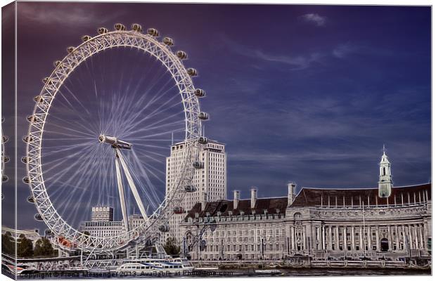 London Eye and the South Bank Canvas Print by Fiona Messenger