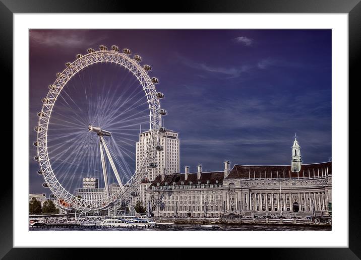 London Eye and the South Bank Framed Mounted Print by Fiona Messenger