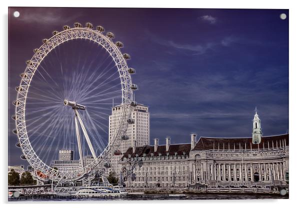 London Eye and the South Bank Acrylic by Fiona Messenger