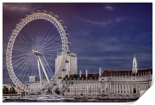 London Eye and the South Bank Print by Fiona Messenger