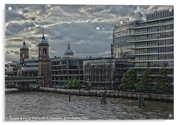 Blackfriars & St Pauls Cathedral Acrylic by Philip Pound