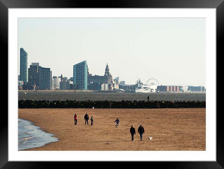 Liverpool Skyline New Brighton Beach Framed Mounted Print by Phillip Orr