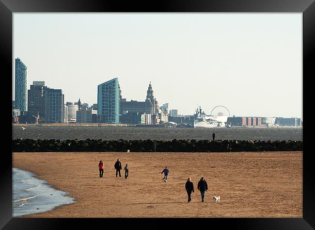 Liverpool Skyline New Brighton Beach Framed Print by Phillip Orr