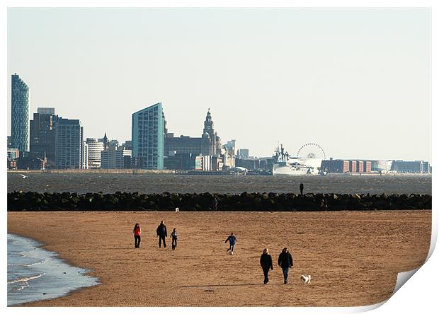Liverpool Skyline New Brighton Beach Print by Phillip Orr