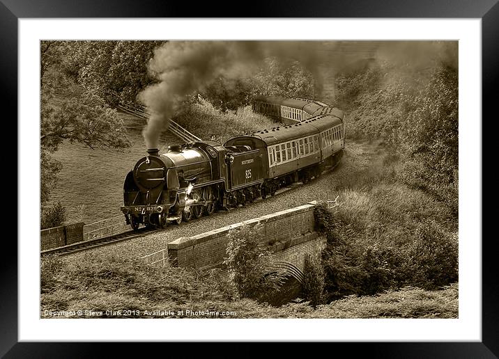 Southern 825 Locomotive (Sepia) Framed Mounted Print by Steve H Clark