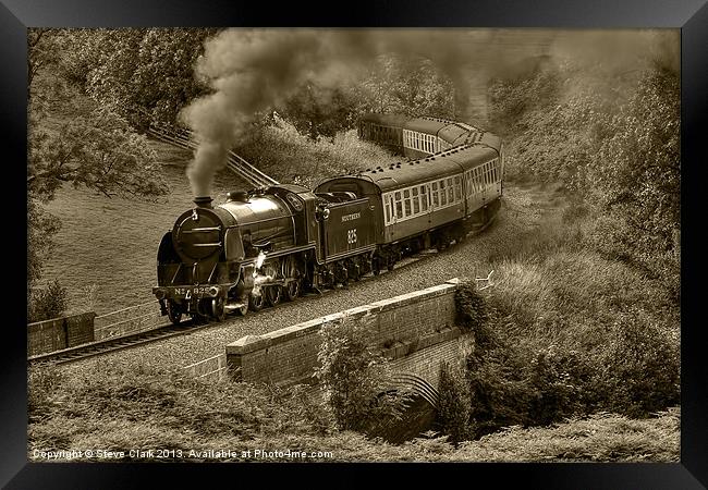 Southern 825 Locomotive (Sepia) Framed Print by Steve H Clark