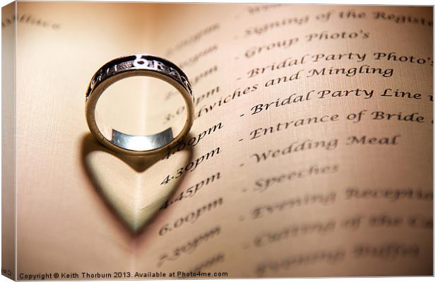 Wedding Ring on Book Canvas Print by Keith Thorburn EFIAP/b