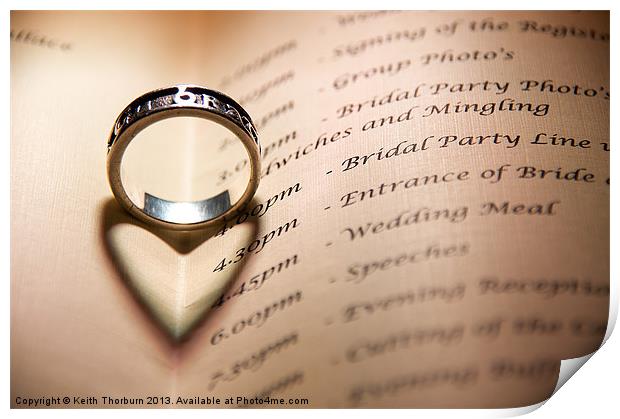 Wedding Ring on Book Print by Keith Thorburn EFIAP/b