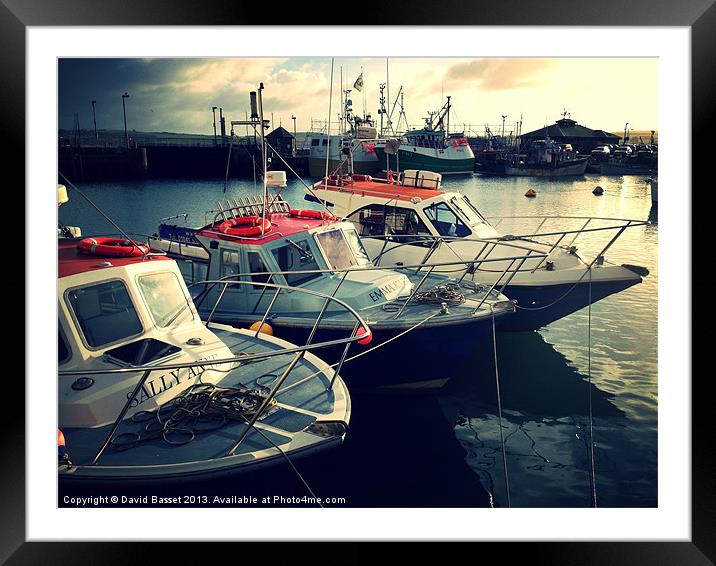 Boats in padstow harbour Framed Mounted Print by David Basset