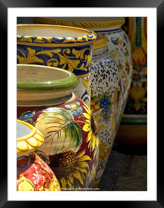 Vases in Ravello, Italy Framed Mounted Print by Lucy Antony