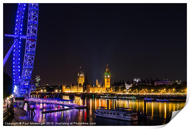 London Eye & Big Ben Print by Paul Messenger