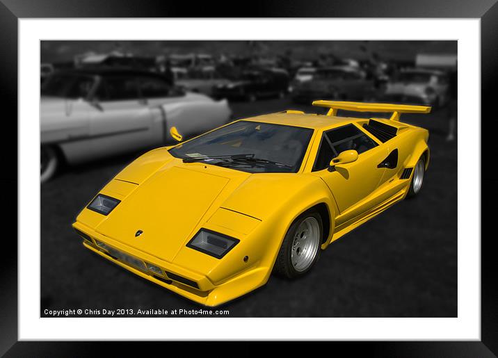 Lamborghini Countach Framed Mounted Print by Chris Day