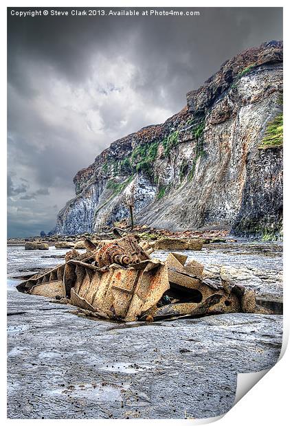 Saltwick Bay Shipwreck Print by Steve H Clark