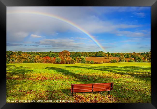 Rainbow Bench view Framed Print by Chris Thaxter