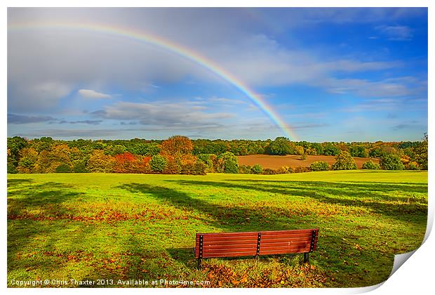 Rainbow Bench view Print by Chris Thaxter