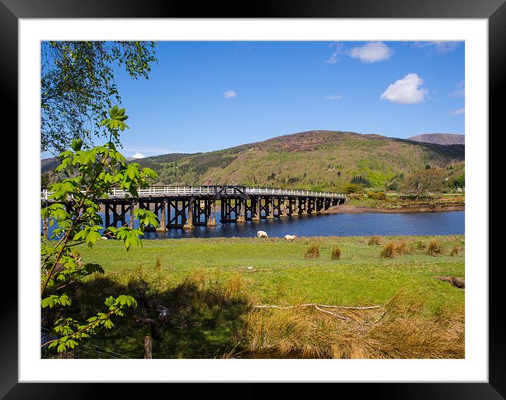 Wooden Toll Bridge, Penmaenpool, Gwynedd, Wales, U Framed Mounted Print by Mark Llewellyn