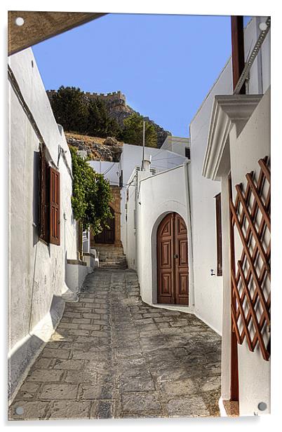 Residental Street in Lindos Acrylic by Tom Gomez