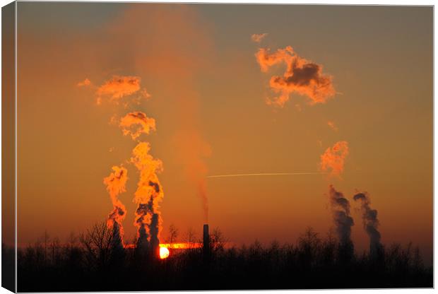 Sunset over Didcot power station Canvas Print by Gordon Bishop