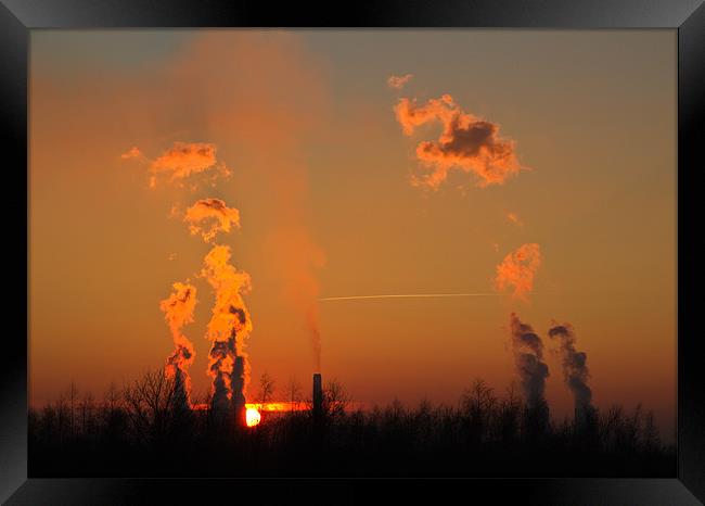 Sunset over Didcot power station Framed Print by Gordon Bishop