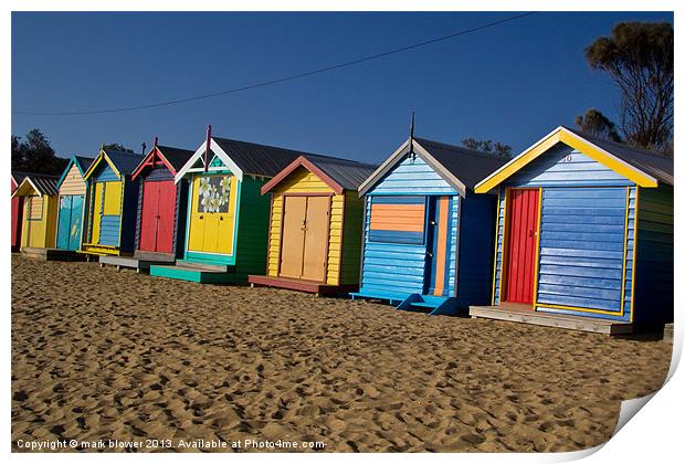 Brighton Beach Huts Print by mark blower