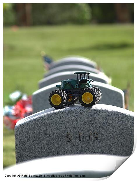 Headstone Momento Tractor Print by Patti Barrett