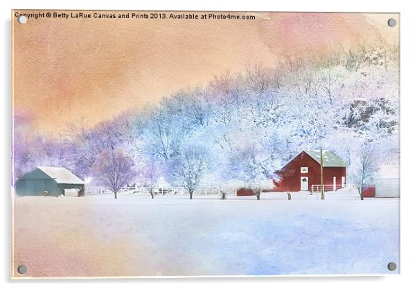 The Red Barn Acrylic by Betty LaRue