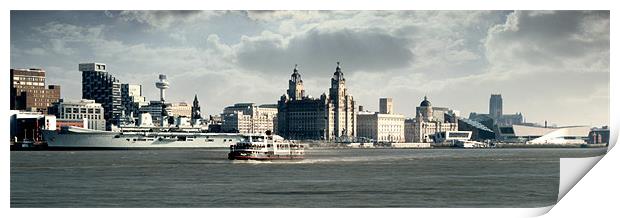 Liverpool Skyline Over The Mersey Print by Phillip Orr