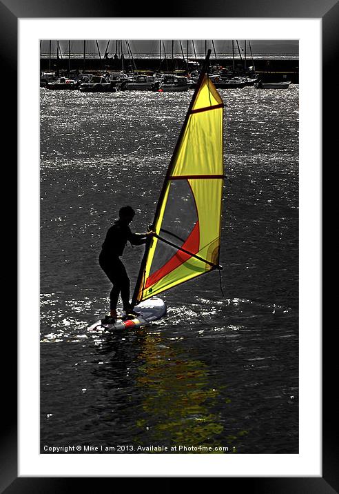 Windsurfer Silhouette Framed Mounted Print by Thanet Photos