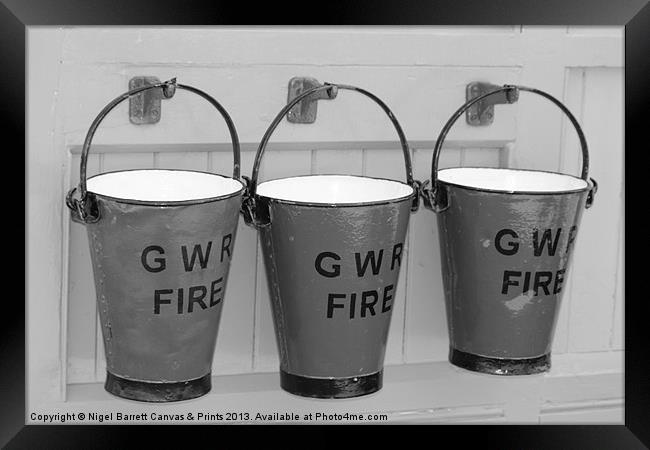 GWR Fire Buckets Framed Print by Nigel Barrett Canvas