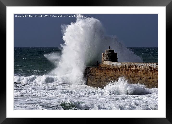 Stormy Seas at Portreath Framed Mounted Print by Mary Fletcher