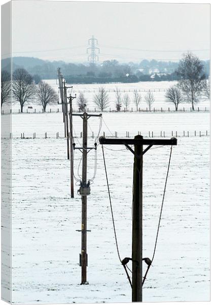 Winter power lines Canvas Print by Gordon Bishop