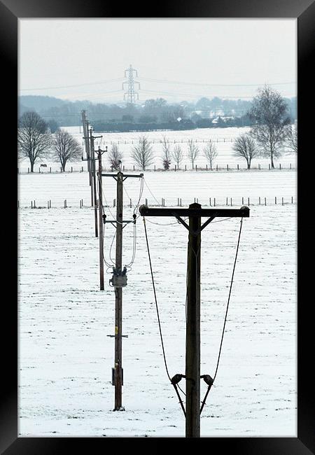 Winter power lines Framed Print by Gordon Bishop