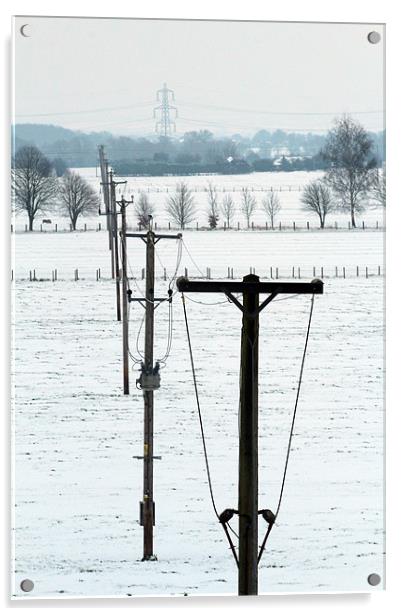 Winter power lines Acrylic by Gordon Bishop
